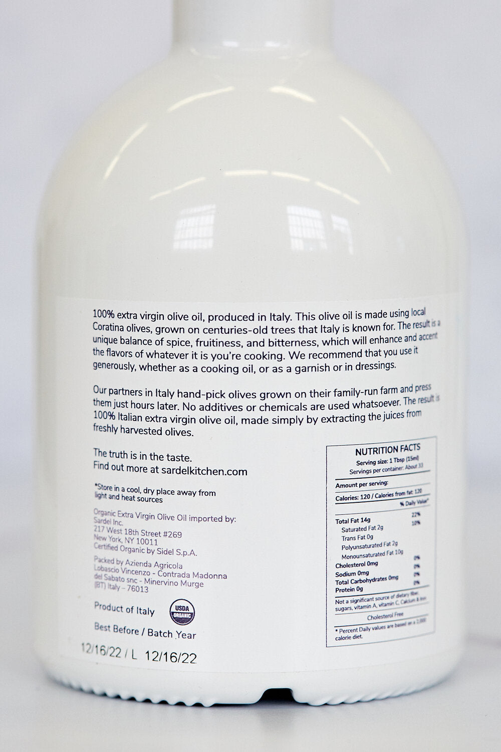 Italian Organic Extra Virgin Olive Oil (16.9 oz)