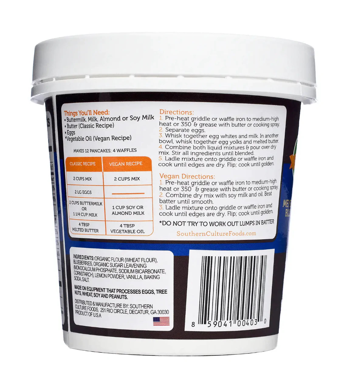 Mezcla para panqueques y gofres con limón y arándanos Meyer