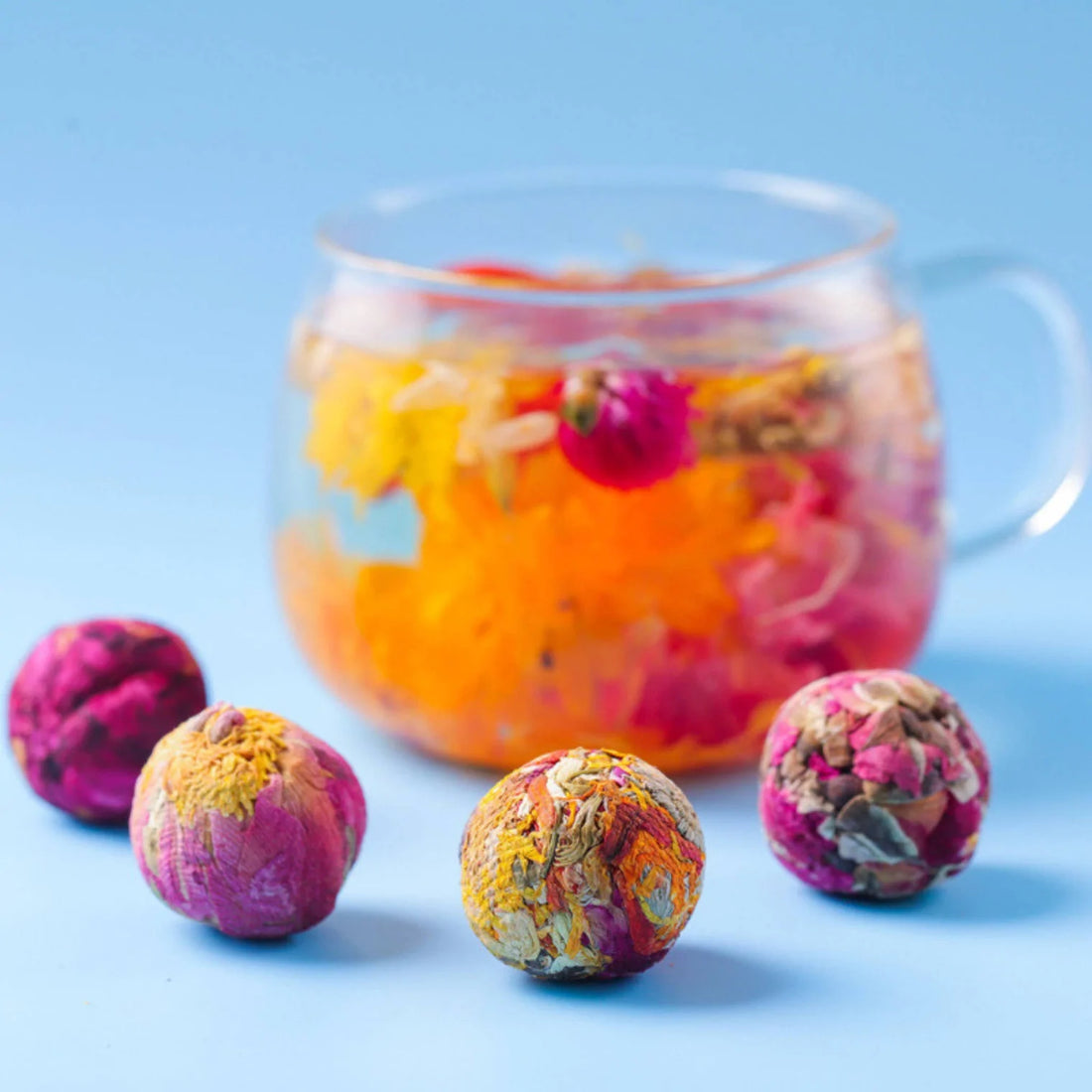 Rose Buds, Mixed Flowers, & Golden Chrysanthemum Healthy Flower Tea Ball Bundle