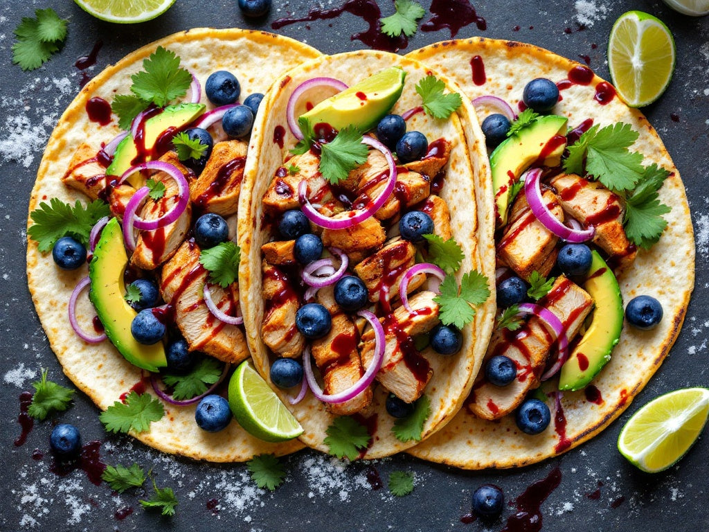 Winter Spiced Ghost Pepper & Blueberry Chicken Tacos