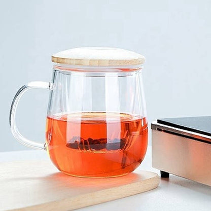 Glass Teacup With Infuser &amp; Bamboo Lid (15oz.)