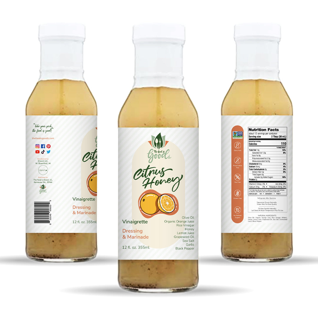 Vinaigrette et marinade pour salade au miel et aux agrumes 12 oz