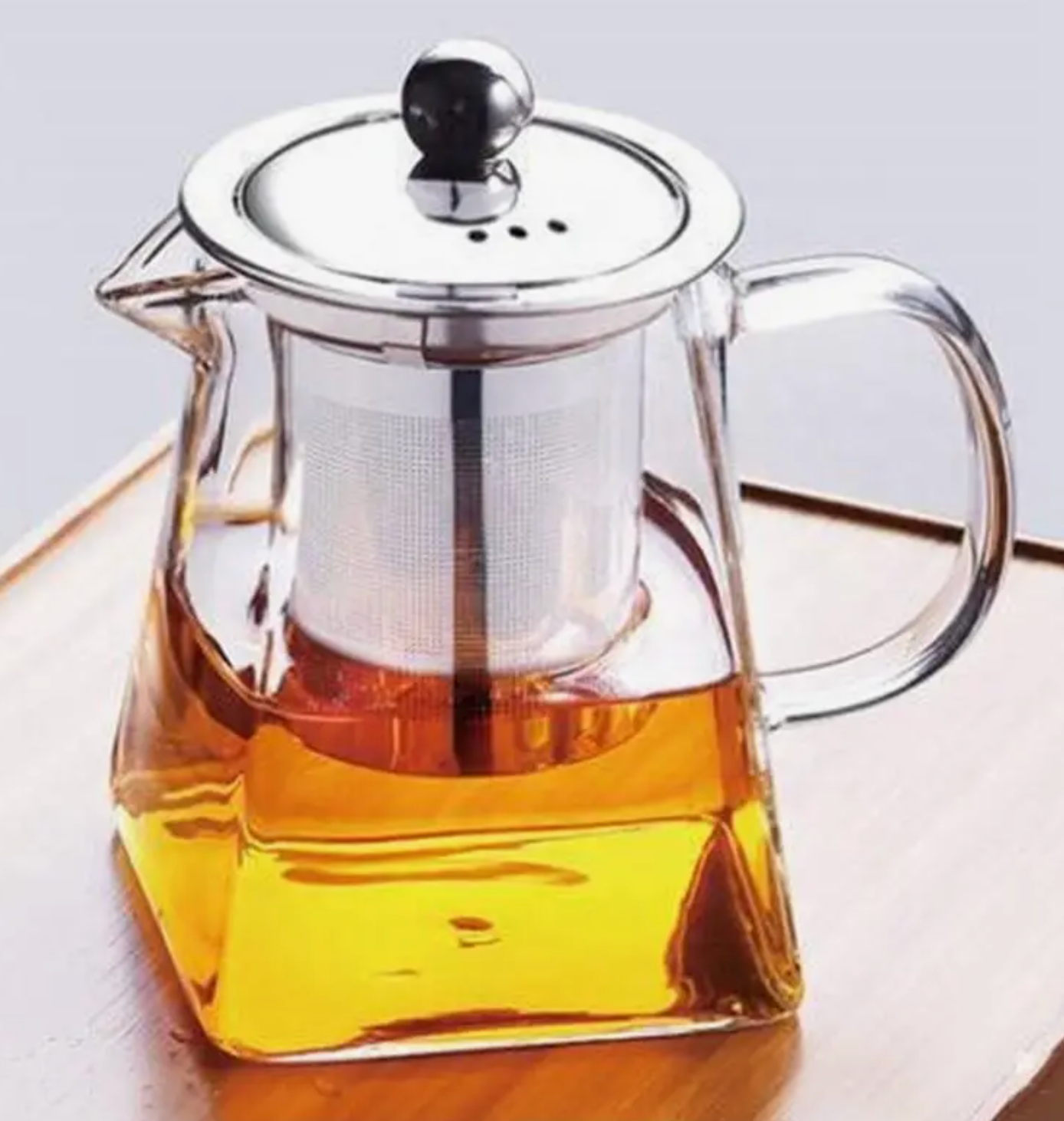 Glass Teapot With Stainless Steel Infuser and Lid